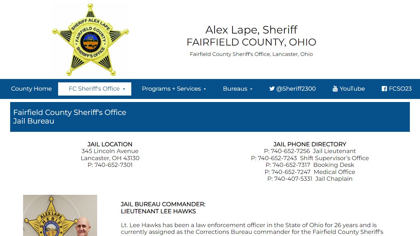 Jail Bureau - Fairfield County Sheriff's Office, Lancaster Ohio 43130